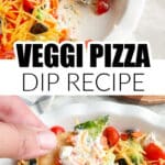 Dish with veggie pizza dip.