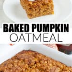 Plate with baked pumpkin oatmeal.