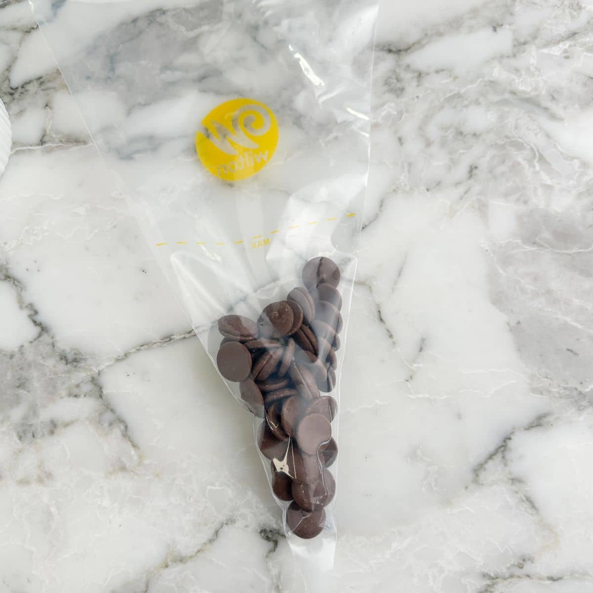 Bag with chocolate melts.