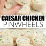 Hand holding a Caesar chicken pinwheel.