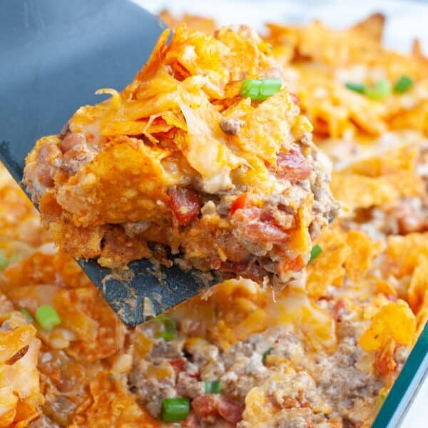 Scoop of Doritos casserole.