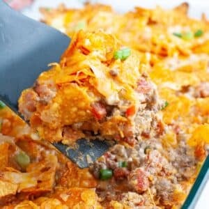 Spatula with Doritos casserole.