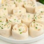 Plate of jalapeno popper pinwheels.