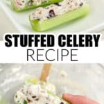 Stuffed celery on a plate.