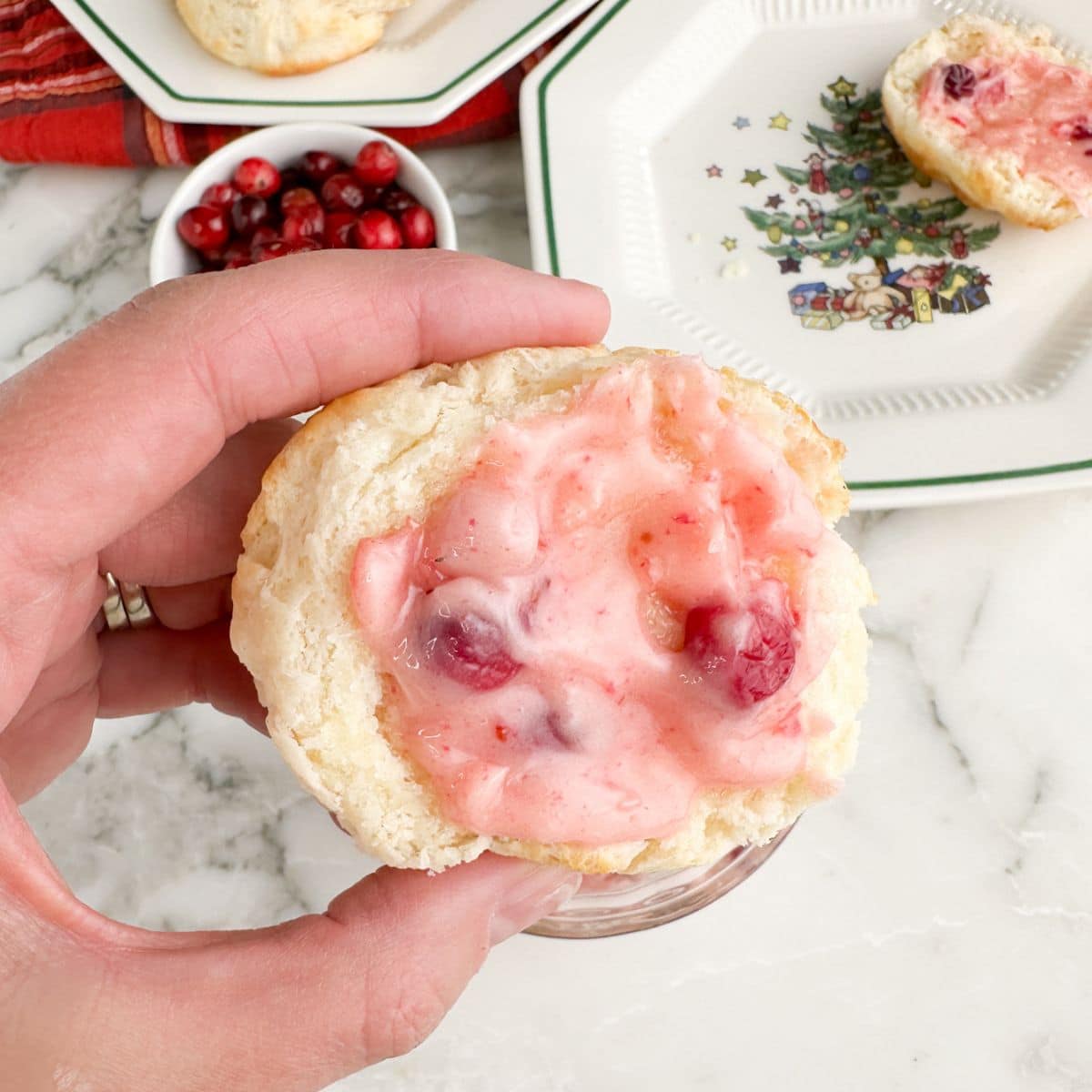 Biscuit with cranberry butter. 