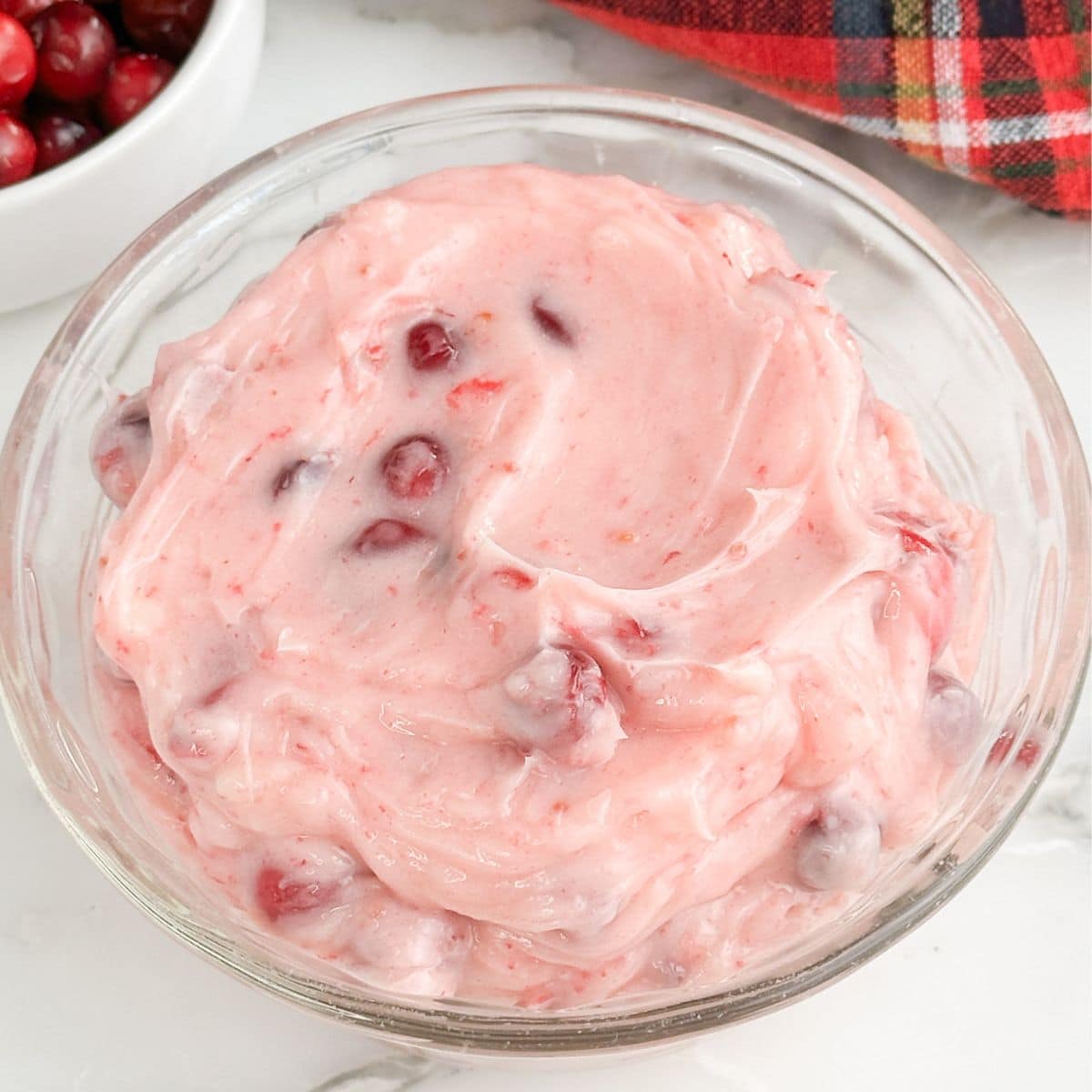 Bowl with cranberry butter. 