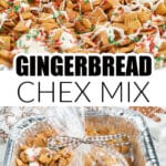 A bowl of gingerbread chex mix.