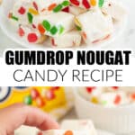 Plate of nougat candy.