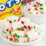 Plate of gumdrop nougat candy.