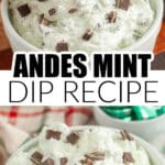 Bowl of Andes mint dip with a cookie.