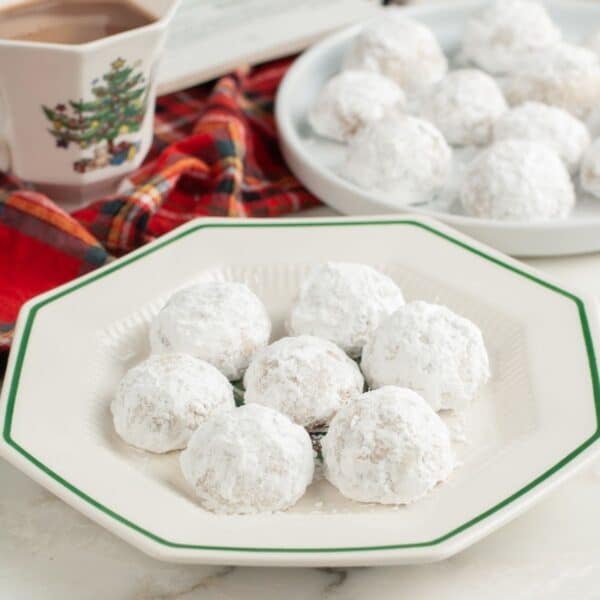 Plate of pecan balls.
