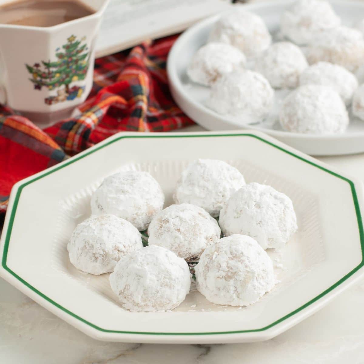 Plate of pecan balls. 