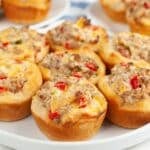 A plate of cream cheese sausage bites.