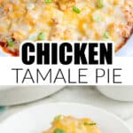 Piece of chicken tamale pie.