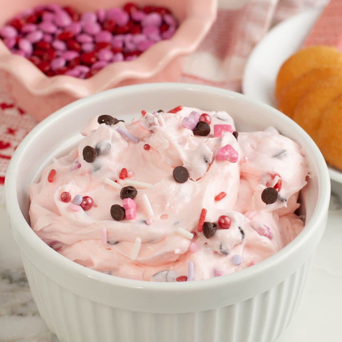 Bowl of pink booty dip. 