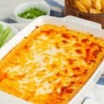 Dish with rotisserie chicken buffalo dip.