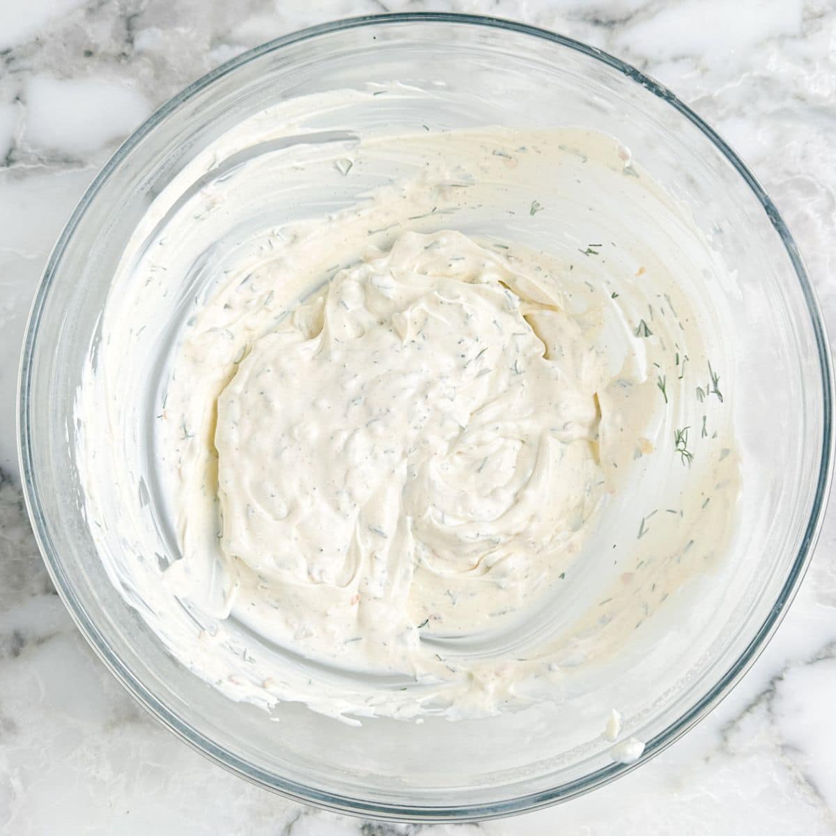 Bowl of creamy dill dip.