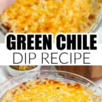 Baking dish with green chile dip.
