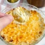 Chip with green chile dip.