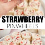 Plate of strawberry pinwheels.