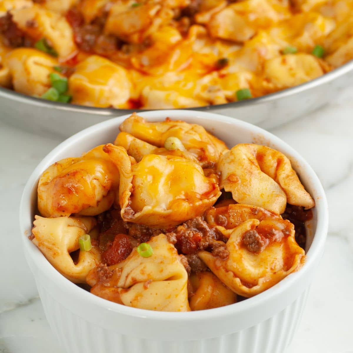 Bowl of taco tortellini.