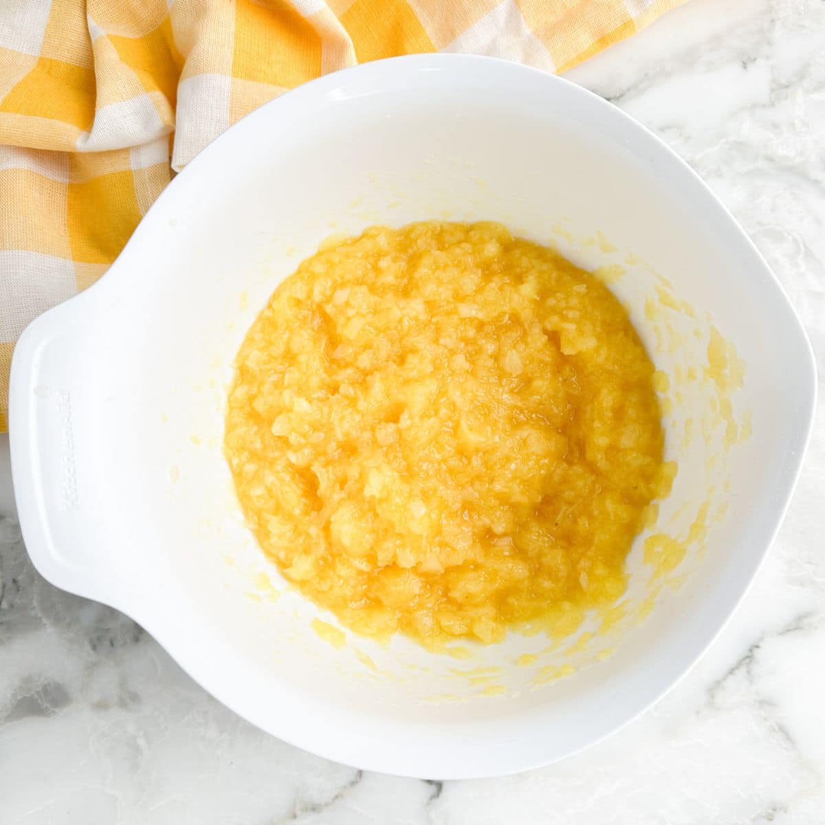 Bowl with crushed pineapple 