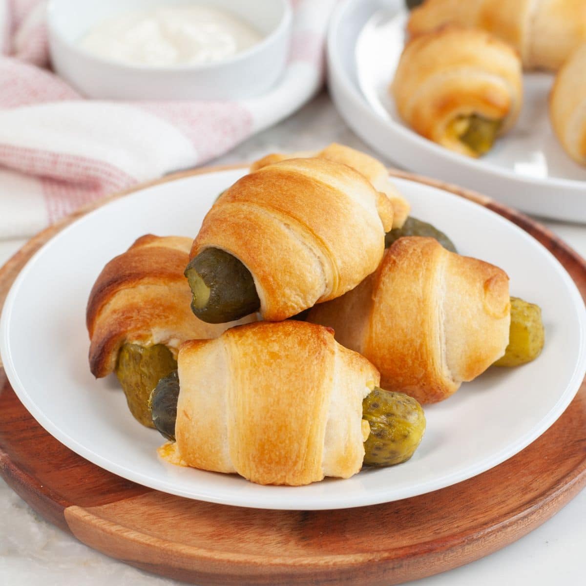 Plate of pickles in a blanket. 