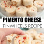 Plate of pimento cheese pinwheels.