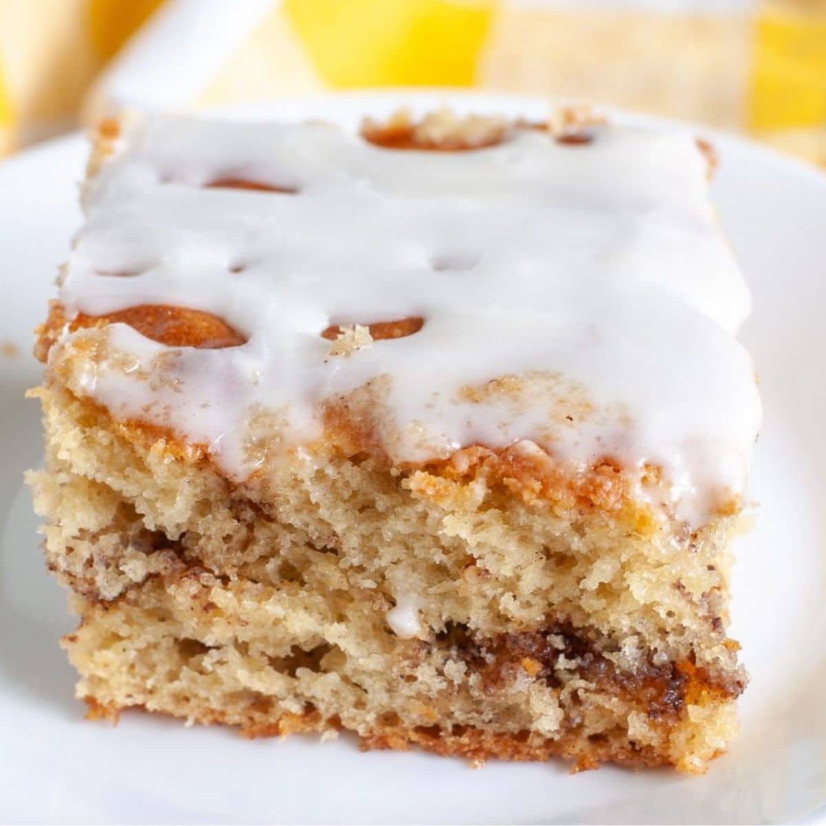 Piece of honey bun cake.