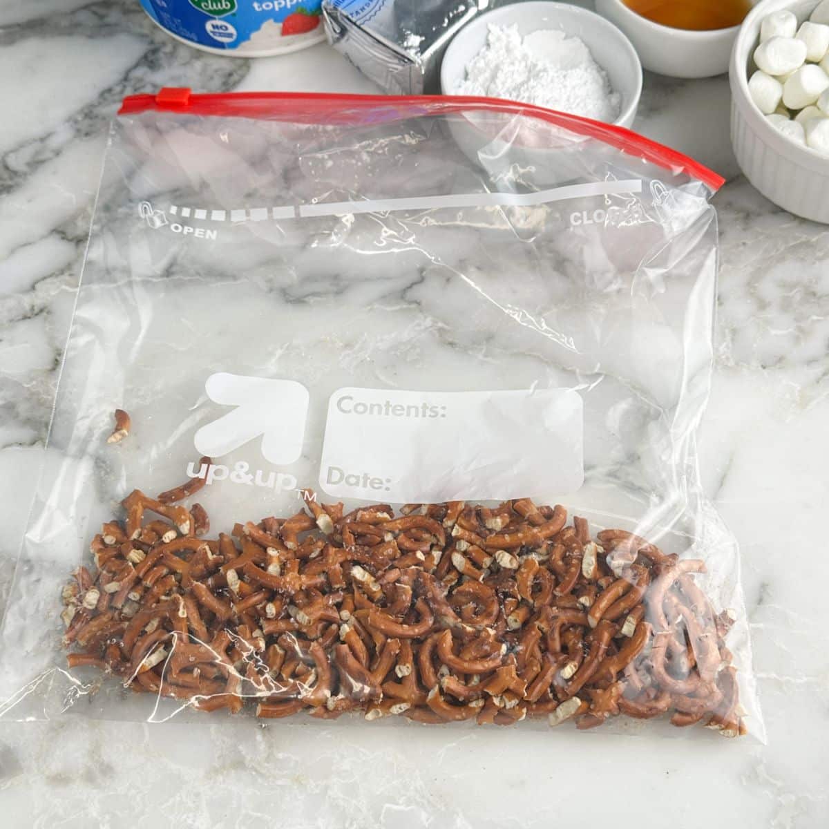 Bag of broken pretzels. 