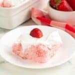 Piece of strawberry angel food cake.
