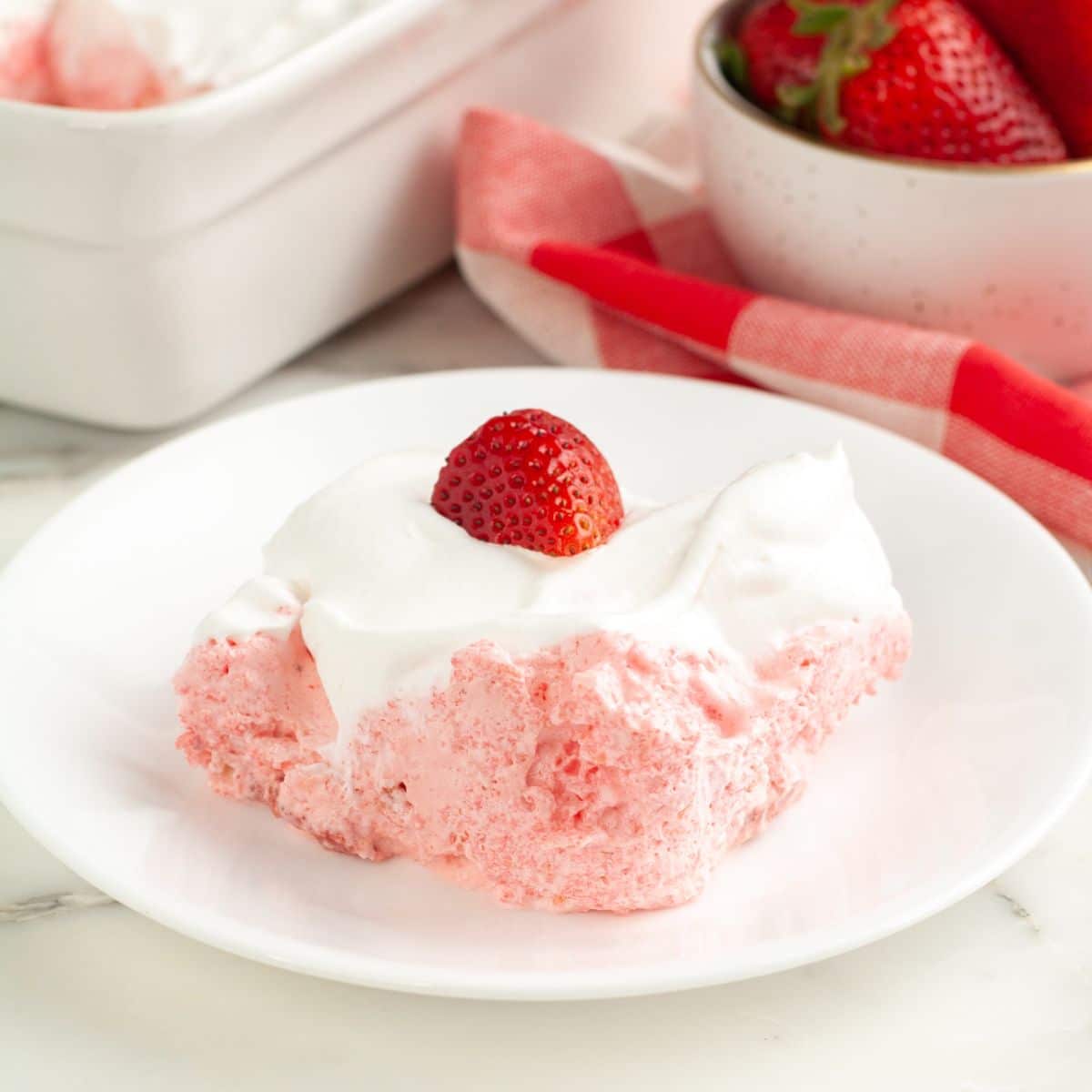 Piece of strawberry angel food cake. 
