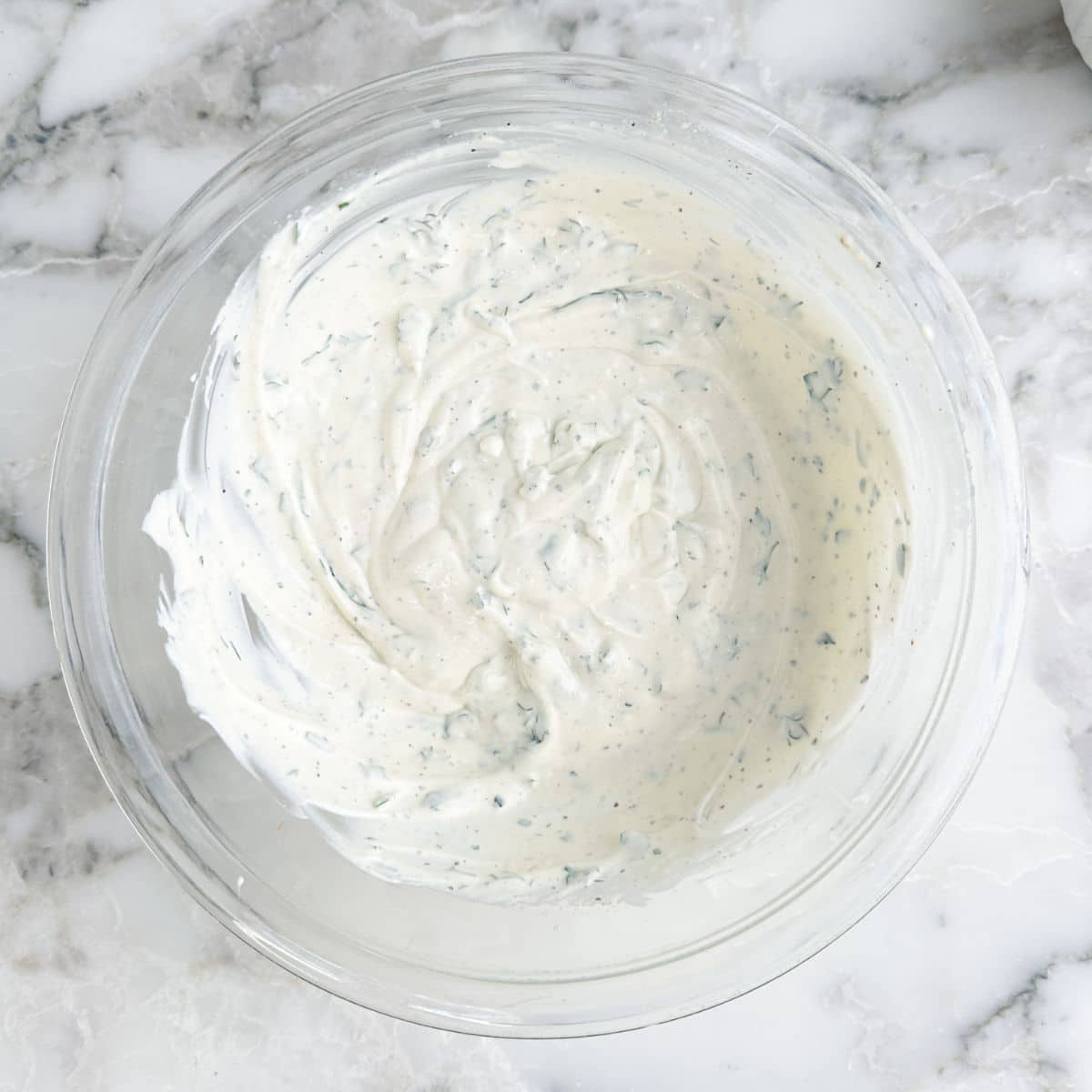 Bowl of ranch dressing. 