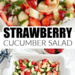 Dish of strawberry cucumber salad.