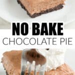 Piece of no bake chocolate pie.