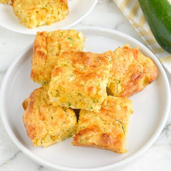 Plate of zucchini cornbread.