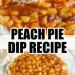 Peach pie dip in pie dish.