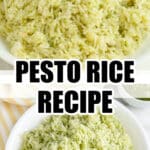 Bowl of pesto rice.