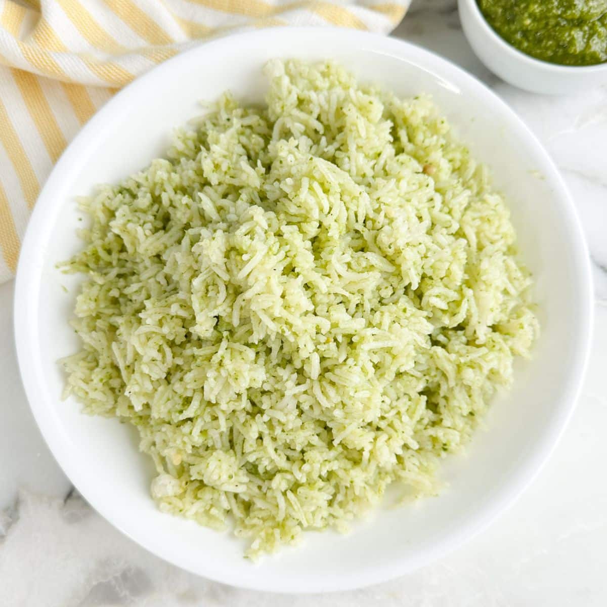 Bowl or pesto rice. 