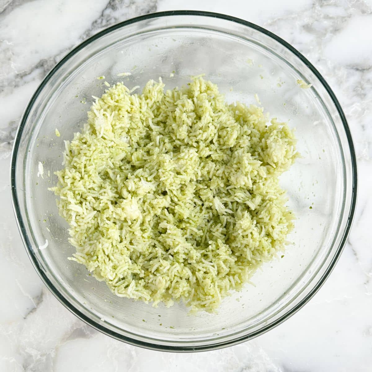 Bowl of pesto rice. 