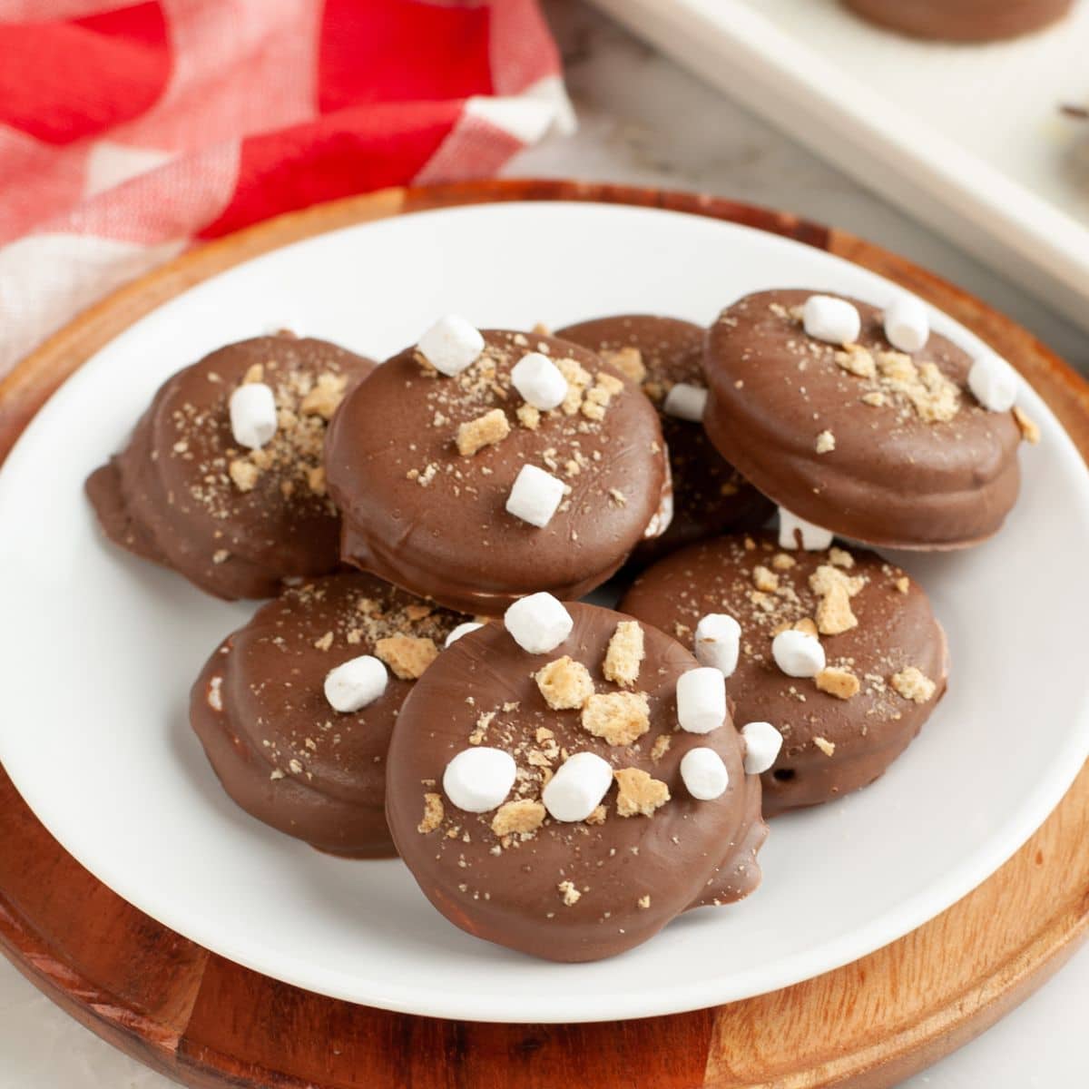 Plate of s'mores cracker cookies.