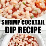 Serving dish with shrimp cream cheese dip.
