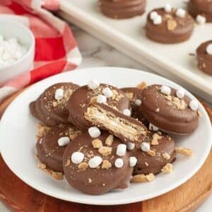 Plate of s'mores cracker cookies.