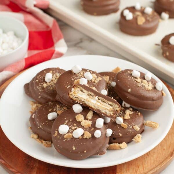 Plate of s'mores cracker cookies.