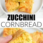 Plate of zucchini cornbread.