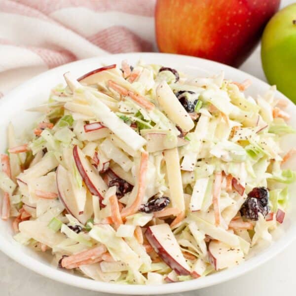 Bowl of apple cranberry slaw.