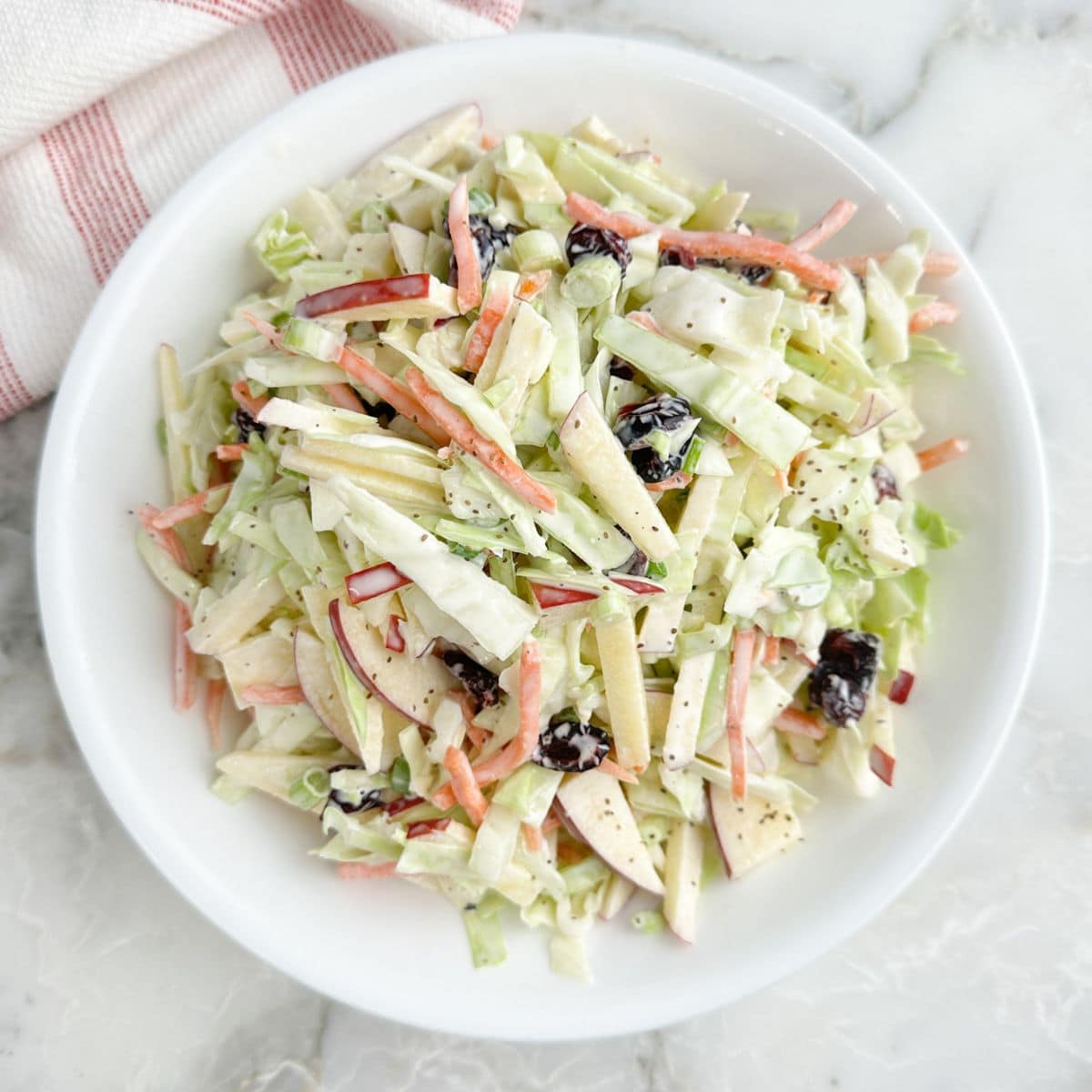 Bowl of cranberry apple slaw.