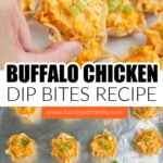 Baking pan with buffalo chicken dip bites.