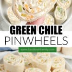 Plate of green chile pinwheels.