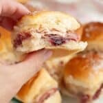 Hand holding a Monte Cristo slider.